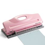 Officemate Adjustable 6-Hole Punch for Planners and Binders, 8 Sheet Capacity, Pink (90161)