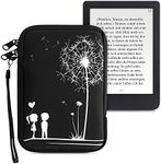 kwmobile Neoprene e-Reader Pouch Size 6" eReader - Universal eBook Sleeve Case with Zipper, Wrist Strap - White/Black