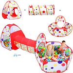 FunBlast 3-in-1 Colorful Dotted Tunnel Playhouse Ball Pool Ball Pit Tent - Foldable Tunnel Ball Pool Outdoor Portable Kids Tent House (Balls not Included; Multicolor)