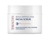 Thracian Bio Rosa Damascena Facial Scrub, Natural Gentle Exfoliator with Vitamin C for Blackheads, Wrinkles, Large Pores, Improves Skin Texture, 100 ml, 3.4 Fl Oz