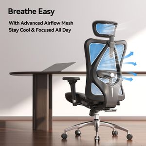 SIHOO M57 Ergonomic Mesh Office Chair – Adjustable Lumbar, 3D Armrests, Grey