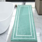 Uphome Bath Rug Runner, Water Absorbent Extra Long Bathroom Rug, Non Slip Mint Green Bathroom Floor Mat, Soft Microfiber Machine Washable Shower Mats for Living Room Hallway Tub, 24x71 inch