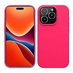 kwmobile Case Compatible with iPhone 15 Pro Case - Slim Soft TPU Silicone Cover - Neon Pink