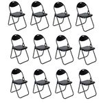 Nyxi Set of 12 X Folding Chair Padded Paris Faux Leather Chair Home Office Dining (12 X Chairs, Black)