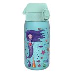 Ion8 Kids Water Bottles, BPA Free, Leakproof, Dishwasher Safe, Easy Open, Secure Lock, Small Boys & Girls Water Bottle,Kids Drinks Bottle for Spill-free Drinking, Blue, Mermaids, 350ml/12oz