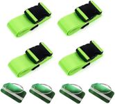 BoAn 4 Luggage Straps and 4 Luggage Tags with Name ID Card for Suitcases and Bags,Travel Accessories (Green)