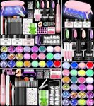 Yevyo Acrylic Nail Kit with Drill, 4 Colors Gel Polish and UV Light , 24 Colors Glitter Powder Set, Professional Nails Kit Acrylic Set with Everything for Beginners