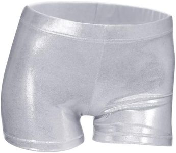 ZIZI Toddler Girls Sparkle Dance Tumbling Ballet Gymnastics Silver Short,120CM(6X-7Years)