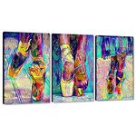 MAMAGO Canvas Wall Art Graffiti Pictures 3 Piece Colorful Ballet Shoes Posters Modern Abstract Painting Prints Artwork Home Decorations for Living Room Bedroom Office Framed- 24"x36"x3pcs