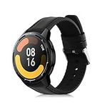 kwmobile Strap Compatible with Xiaomi Watch S1 Active Strap - Silicone and Leather Sport Wristband - Black