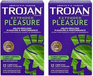 TROJAN Extended Pleasure Climax Control Extended Pleasure Condoms, 12 Count (Pack of 2)