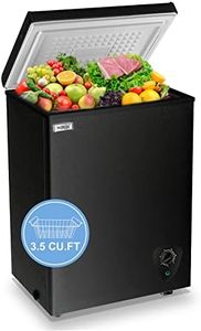 Chest Freezer Small Freezer Black Deep Freezers 3.5 Cu.Ft Compact Freezer Free-Standing Top Door Freezer Adjustable 7 Thermostat and Removable Basket Open Deep Freezer Energy Saving Apartment Kitchen