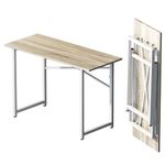 Lutown-Teen Folding Desk 120 cm, No Assembly Required Home Office Table, Writing Gaming Computer Camping Desk, Beige