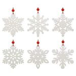 LEMESO 24pcs White Wooden Snowflakes Christmas Hanging Ornaments, Xmas Snowflakes Hanging Embellishments, Perfect for Decorating Christmas Tree, Wreath, Christmas Decorations Crafts, Winter Home Office Decors