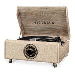 Victrola VTA-330B-FOT 4-in-1 Highland Bluetooth Record Player with 3-Speed Turntable with FM Radio