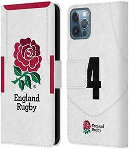Head Case Designs sous Licence Officielle England Rugby Union Position 4 2020/21 Joueurs Home Kit Coque en Cuir à Portefeuille Compatible avec Apple iPhone 12 / iPhone 12 Pro