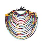 BAZINRICHE Women's Handmade Necklaces Ankara Kente Necklace Long Multi Strand African Wax Collar, XL, Cotton, No Gemstone