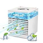 Elitlife Air Cooler 4 in 1 Portable Mini Air Conditioner Units Mobile Air Conditioning Unit, Personal Air Cooler with 3 Adjustable Wind Speeds & 7 LED Lights,Perfect for Home and Office (White)