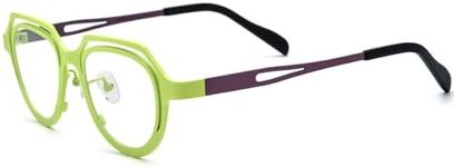 FONEX Colorful Pure Titanium Glasses Frame Women Retro Round Eyeglasses 2022 Vintage Optical Eyewear F85749, F85813 Light Green