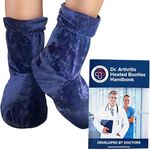 Doctor Developed Heated Booties - Foot Warmers for Women & Men - Heat Therapy Socks w/Microwavable Heating Pad for Feet - Foot Warmer Booties and Doctor Written Handbook - Ankle & Feet Warmers (Blue)