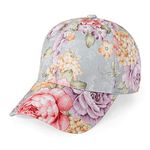 ZLYC Womens Fashion Floral Print Baseball Cap Adjustable Strapback Sun Hat(Pink),One Size