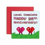 Huxters 28th Anniversary Card – Level Complete Anniversary Love!– Funny Anniversary Cards for Him and Her – Anniversary Cards for Husband and Wife – 28th Wedding Anniversary Card Envelope (28th)