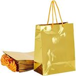 Sparkle and Bash 24 Pack Metallic Gold Gift Bags with Handles for Birthday Party Favors, Small Business Supplies, Easter, Baby Shower, Anniversary, Wedding (10 x 8 x 4.25 Inches)