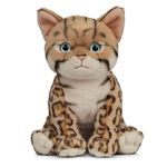 Living Nature Bengal Kitten, Realistic Soft Cuddly Cat Toy, 16.5cm, Brown