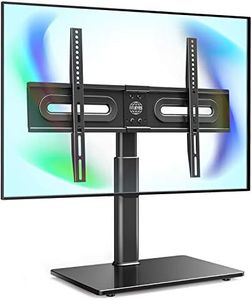 FITUEYES Universal TV Stand with Mount for 32"-65 inch Flat Curved Screen with 60 Degree Swivel & 4 Level Height Adjustment Max. VESA 400x600 TT105202GB