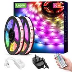 Lepro 10M LED Strip Lights with Remote, Dimmable, RGB Colour Changing, Stick-on LED Lights for Bedroom, Kitchen, Room Decoration (2 x 5M, 300 Bright 5050 LEDs)