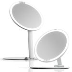 Fancii Rechargeable Portable Makeup Mirror with LED Light, 8" Foldable Stand with Adjustable Height, 3 Color Modes - Dimmable & Ultra Lightweight Travel Vanity Mirror (White)