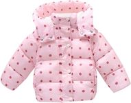 Bold N Elegant Polyester Girls Polka Dot Duck Print Winter Warm Quilted Bomber Hood Jacket Coat Standard Length Puffer Jacket Coat For Infant Toddler Kids (4-5 Years, Peach)