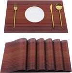 Leeonz Easy to Clean Non-Slip Heat Resistant Dining Table Mats,Washable Crossweave Woven Vinyl PVC Place mats,45CM x 30CM (Ombre Red, Set of 6pcs)