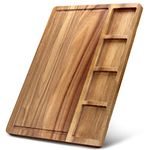 Large Acacia Wood Cutting Board with Containers for Kitchen Simple Charcuterie Board Wooden Serving Cheese Board Meats Platter Dessert Fruit Charcuterie Party Butcher Block Chopping Board