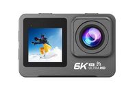 TECHDASH 6K Action Camera with Dual Touch Screens | 50MP Ultra HD Photo |170° Wide Angle Lens | EIS Stabilization | Waterproof 30M | WiFi Connectivity | Remote | 256GB SD Card Support Vlogging Camera