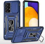 Slide Camera Case for Samsung Galaxy A23 4G/5G,Kickstand with Built-in 360° Rotate Magnetic Ring Stand Shockproof Protective Armor Cover,Navy