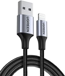 UGREEN iPhone Charger Cable [0.25M Apple MFi Certified] Lightning to USB-A Nylon Braided Cord Compatible with iPhone 14 Pro Max/ 14 Plus/ 13 Pro Max/ 12 Mini/ 11/ XS/XR/8/7/6s, New iPad 9, AirPods Pro