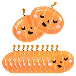 Hallowee Plates Pumpkin - Pack of 40 Orange Pumpkin Plates with Cute Face Design - Fun Halloween Party Table Decoration