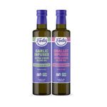 Fody Foods Vegan Extra Virgin Olive Oil, Italian Made Garlic Infused & Shallot Infused, Cold-Pressed, Low FODMAP Certified, Sensitive Recipe, Gut & IBS Friendly, Variety Pack of 2