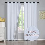 GRALI-DECOR Thermal Total Blackout Curtains, Farmhouse Linen Look Drapes, 84 Inches Drop Draperies for Sliding Door/Hall/Bedroom（Pack of 2 Pcs, 52-Wide, White