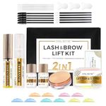 2-in-1 Lash Perming and Brow Lifting Set, DONG RHYME Lash Lifting Set Eyelash Lift and Eyebrow Laminating Kit Professional Eyelash and Eyebrow Lifting Set Quick Dry and Long Lasting