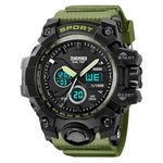 Fanmis Men's Sport Digital LED Watch Casual Military Multifunctional Wristwatch Water Resistant Green