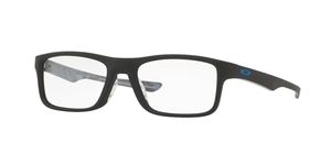 Oakley unisex adult Ox8081 Plank 2.0 Prescription Eyeglass Frames, Satin Black on Blue/Demo Lens, 53 mm US