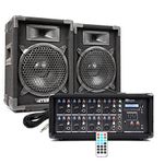 Power Dynamics Live Band PA System - Max 8" Passive Speakers with PDM-C805A 8 Channel Mixer Amplifier