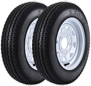 Set of 2 5.30-12 5.30x12 530-12 5.30-12 Trailer Tires with 12" Rims, 5 Lug on 4.5", Load Range C, 6PR