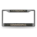 NCAA Rico Industries Bling Chrome License Plate Frame with Glitter Accent, Vanderbilt Commodores