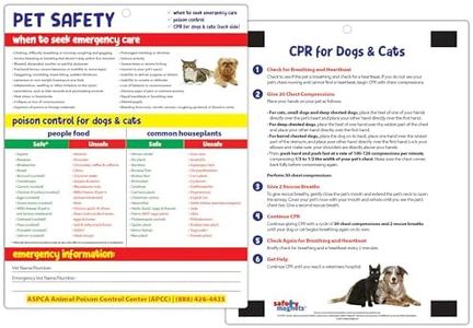 Poison Safety & CPR for Dogs and Cats Chart - Food and Plants Toxic to Cats and Dogs Kitchen Magnet - Animal Safety Magnet - CPR for Pets - Emergency Chart for Pets - 8.5 inches x 11 inches