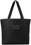 Urban Totes Black Day Trip Tote Bag - Spacious, Water Resistant and Easily Washable - Travel Tote Bag with Zipper Top Closure - Women Tote Bag for Work, Gym & Travel