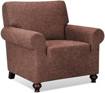 URBANLIFE 1-Piece Stretch Sofa Slipcovers for 1 Cushion Single Seat Sofa & Oversized Chair Slipcover, Super Stretch Spandex Non-Slip Cover with Elastic Bottom, Machine Washable, Chocolate