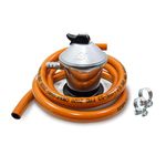 S&M 321771 Butane gas regulator+rubber hose 1.5 m+2 clamps, grey/orange